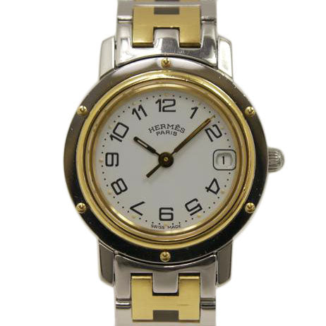 HERMES エルメス/クリッパー・ホワイト/レディース/クオーツ/CL4.220/113****/レディース時計/ABランク/07【中古】