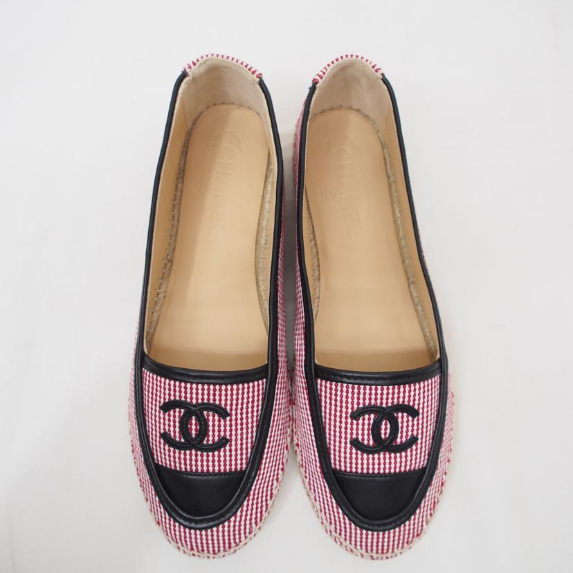 CHANEL/ココマークスリッポン/エスパドリーユ/ブラック×レッド/G33318//Aランク/78