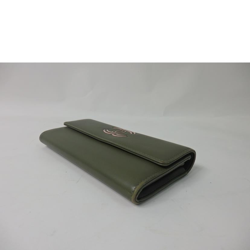 CHANEL シャネル/ココマークレザー長財布/カーキ×ピンク//23869368/Bランク/84