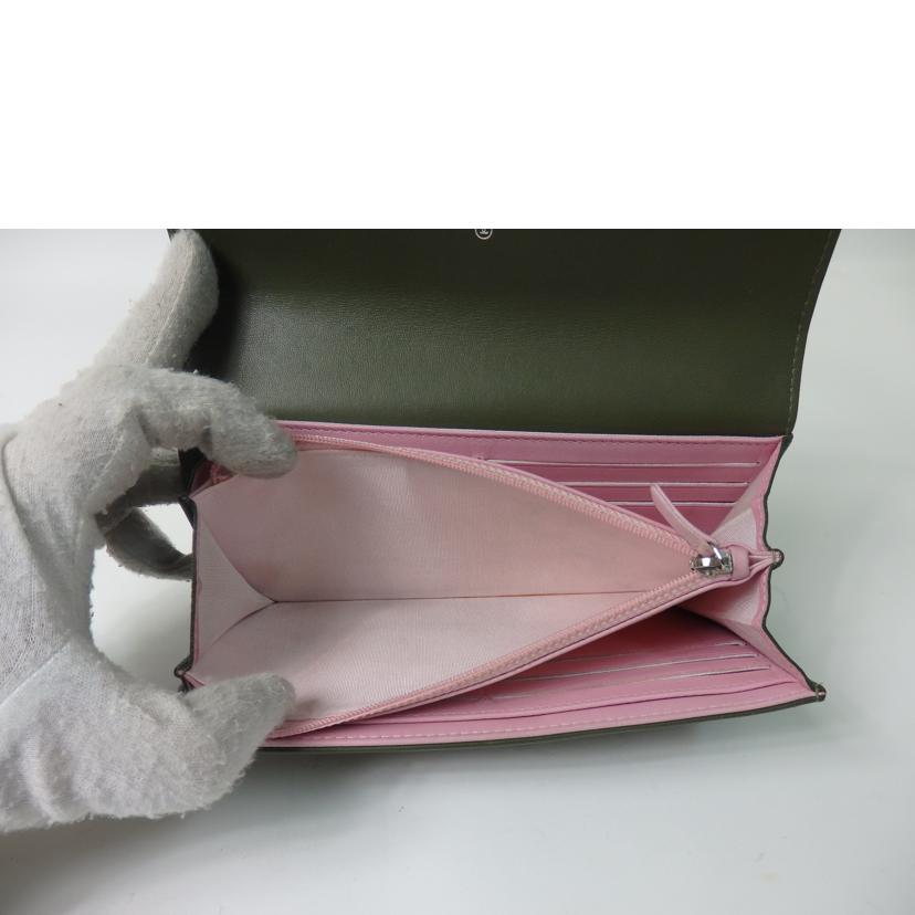 CHANEL シャネル/ココマークレザー長財布/カーキ×ピンク//23869368/Bランク/84