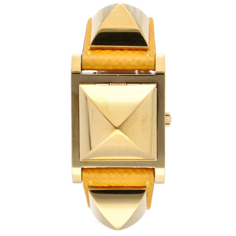 HERMES エルメス GP×革ベルト 〇M刻印/メドール・イエロー/レディース/クオーツ/ME1.210//595095/ABランク/75