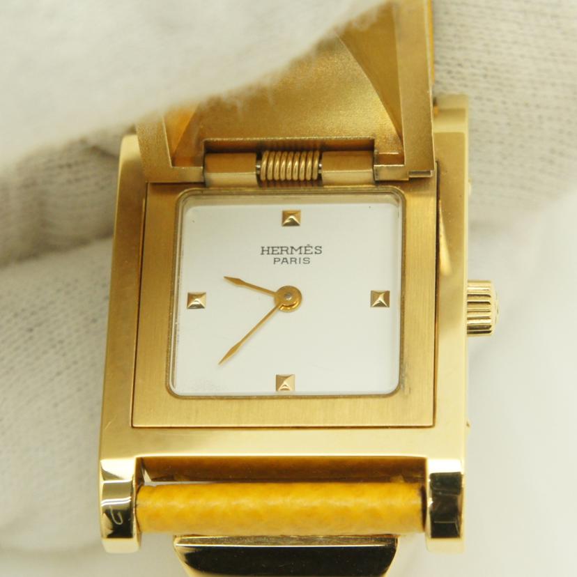 HERMES エルメス GP×革ベルト 〇M刻印/メドール・イエロー/レディース/クオーツ/ME1.210//595095/ABランク/75