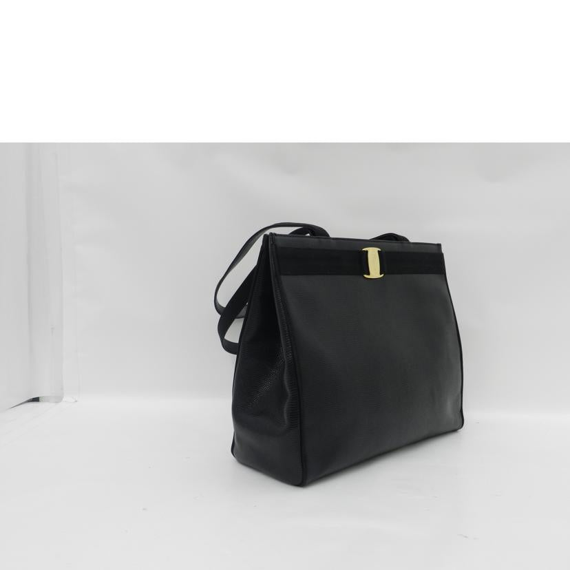 S.Ferragamo フェラガモ 黒 肩掛け レディース/ヴァラ リザード調トート/ブラック/DF-21 2530//ABランク/69