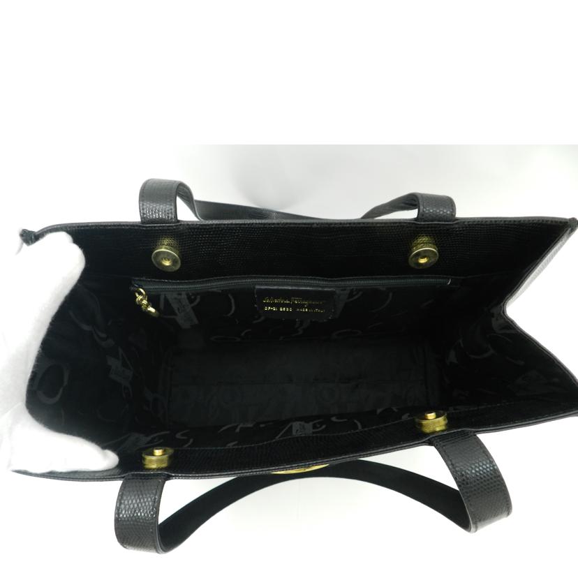 S.Ferragamo フェラガモ 黒 肩掛け レディース/ヴァラ リザード調トート/ブラック/DF-21 2530//ABランク/69