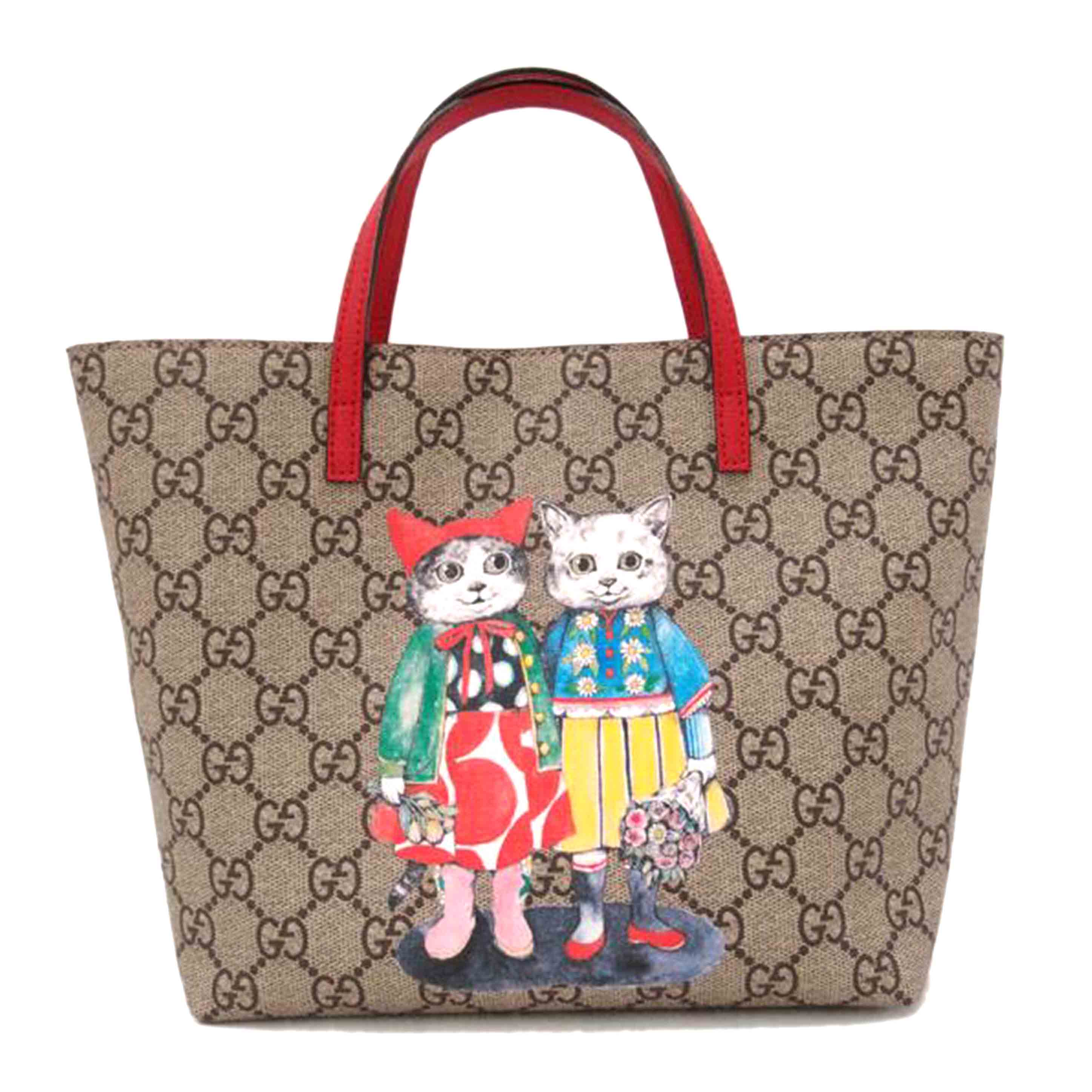 GUCCI グッチ ミニトートバッグ ハンドバッグ 赤 猫 レディース/チルドレンズ ヒグチユウコGGスプリームトート/レッド/410812//204***/Aランク/69