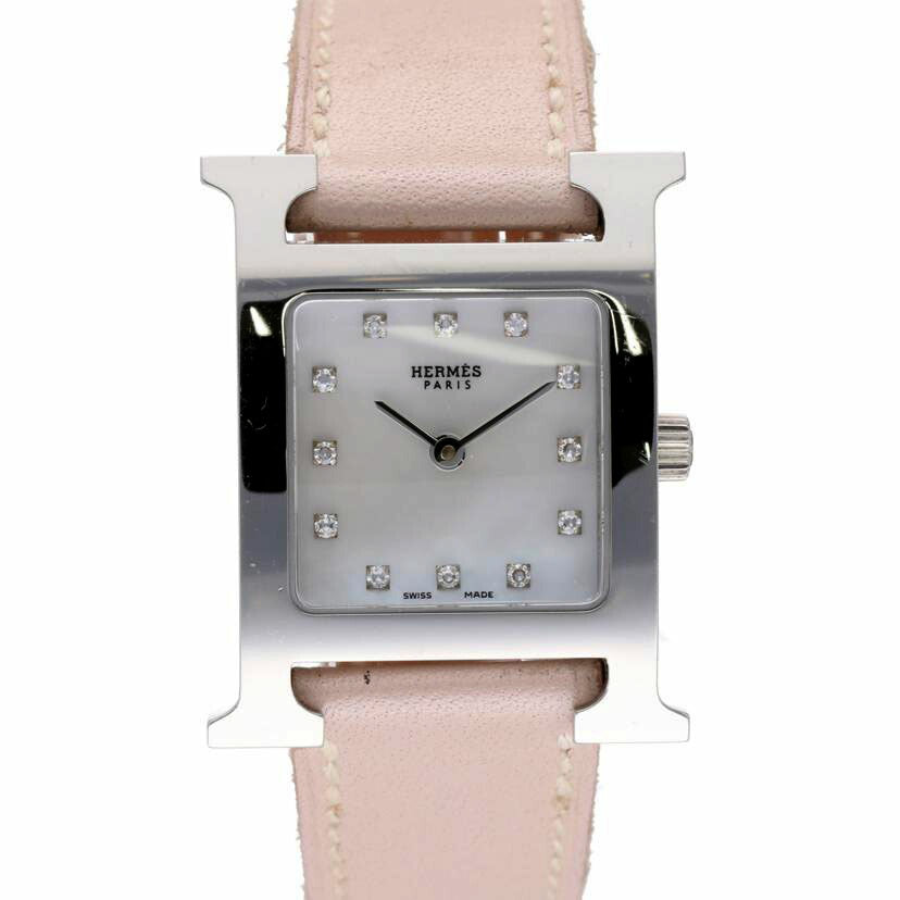 HERMES エルメス/Hウォッチ・ホワイトシェル/12Pダイヤ/クオーツ/HH1.210//2195479/Bランク/75
