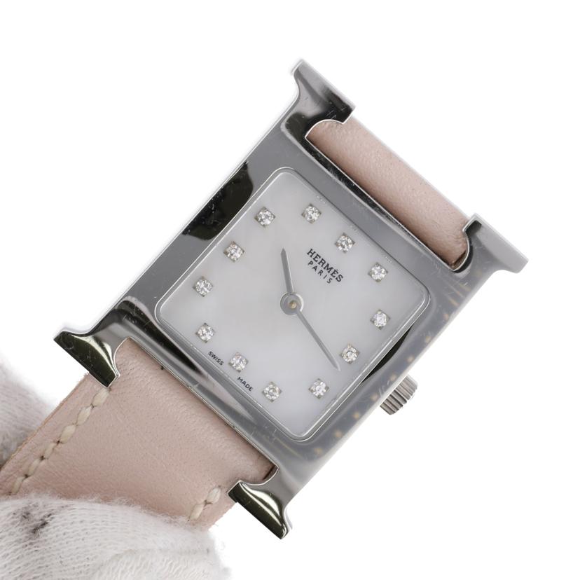 HERMES エルメス/Hウォッチ・ホワイトシェル/12Pダイヤ/クオーツ/HH1.210//2195479/Bランク/75