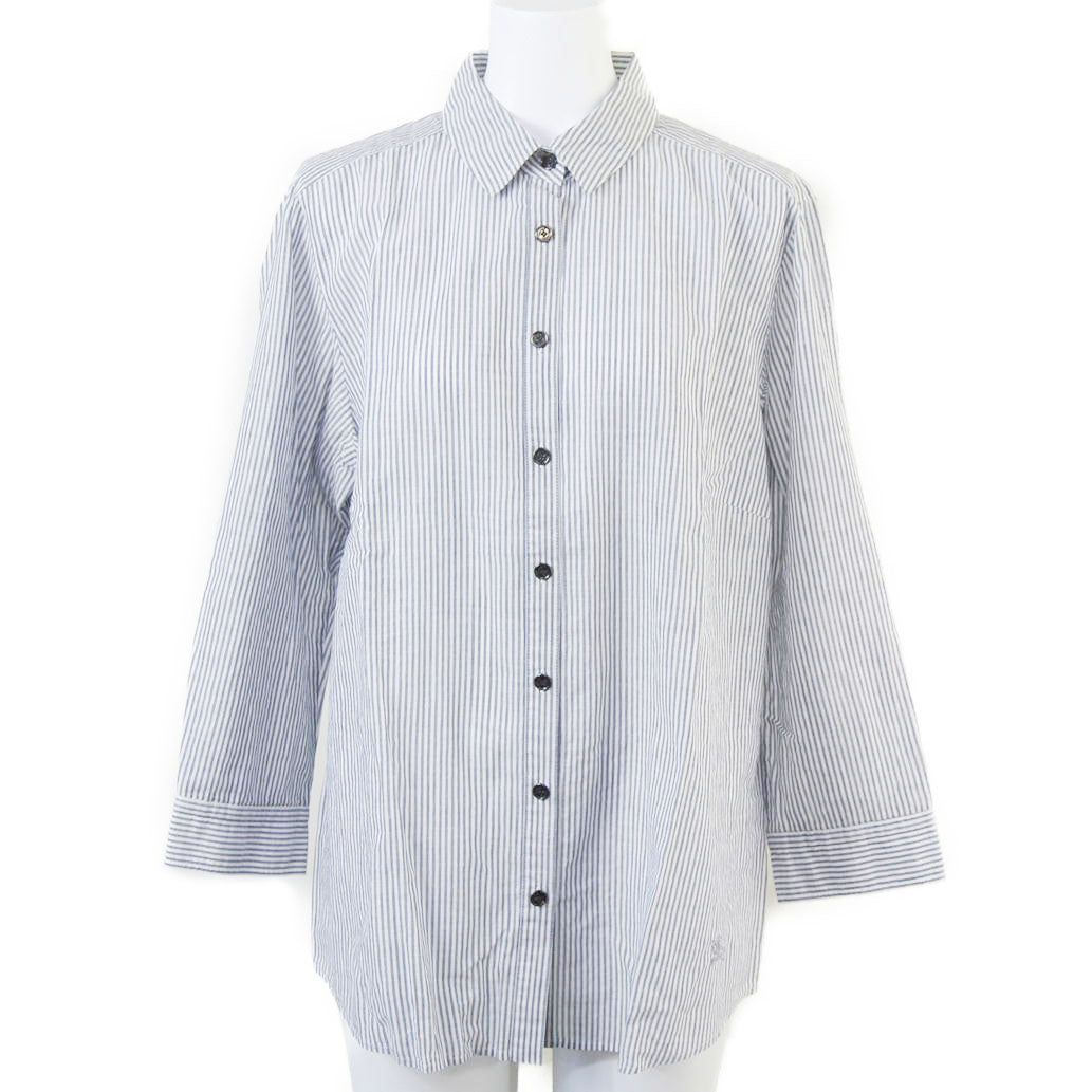 BURBERRY LONDON(バーバリーロンドン)/ストライプ柄 七分袖シャツ グレー/46(L~LL)/SAランク/51