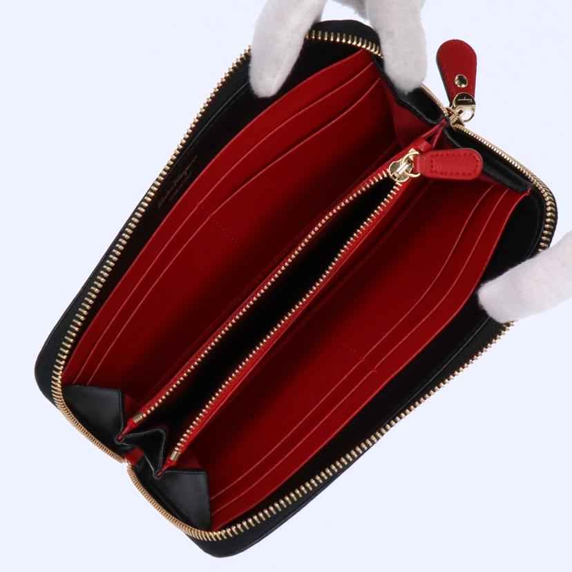 Ferragamo フェラガモ/ガンチーニラウンドファスナー BLK/683623//SAランク/75