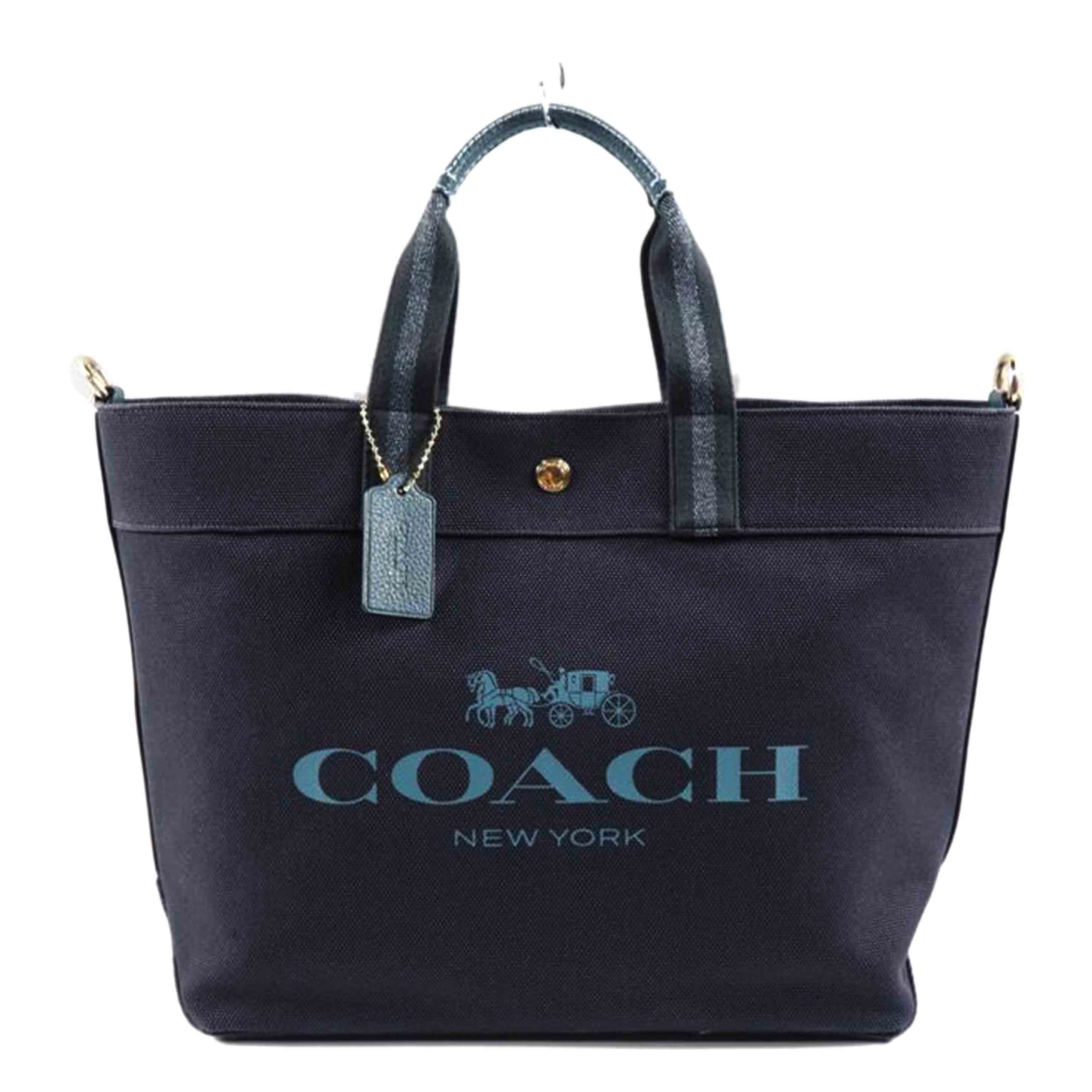 COACH コーチ/2wayトート/コーチプリント キャンバス/紺/F73195//Aランク/79