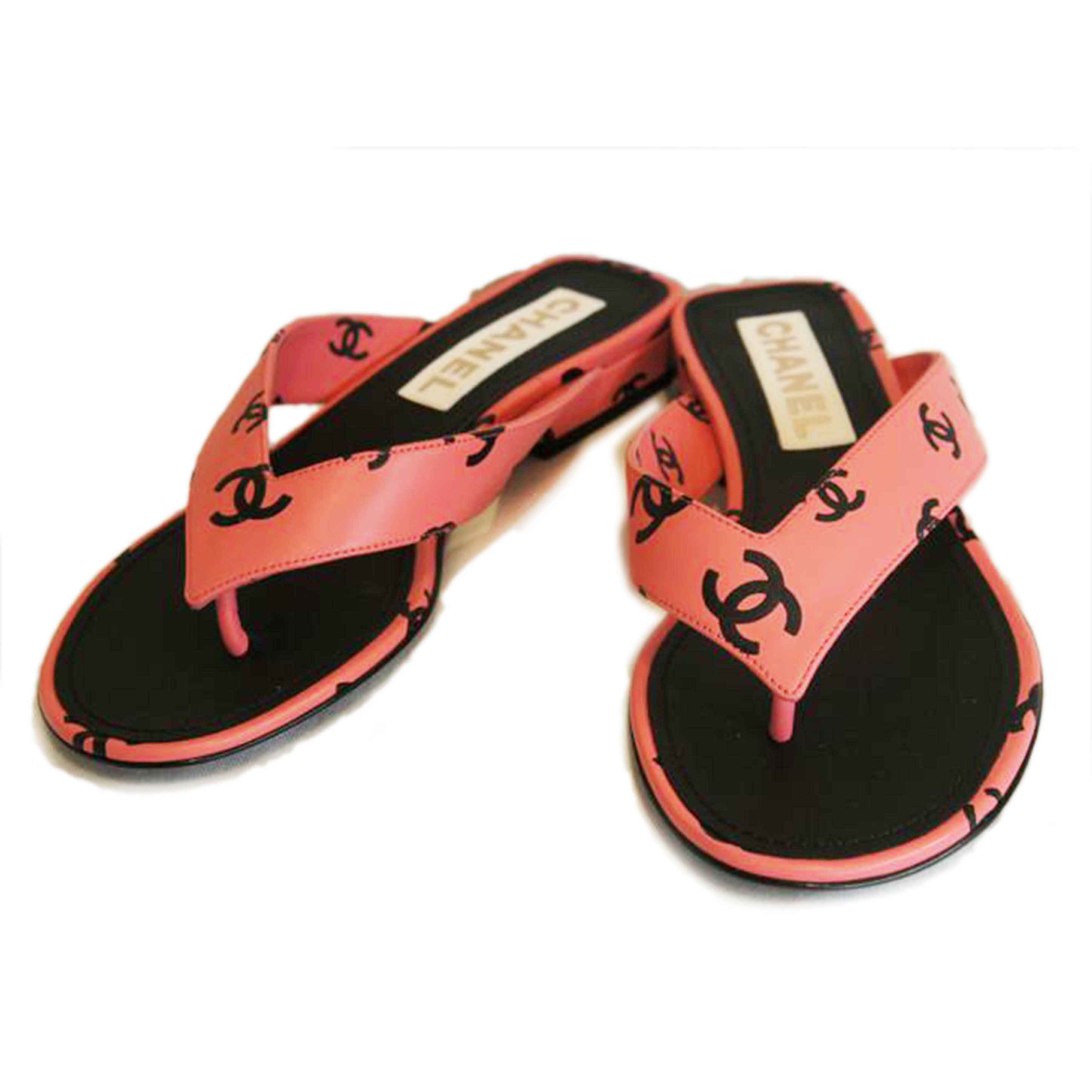CHANEL シャネル/ レザーサンダルココマークピンク//SAランク/92