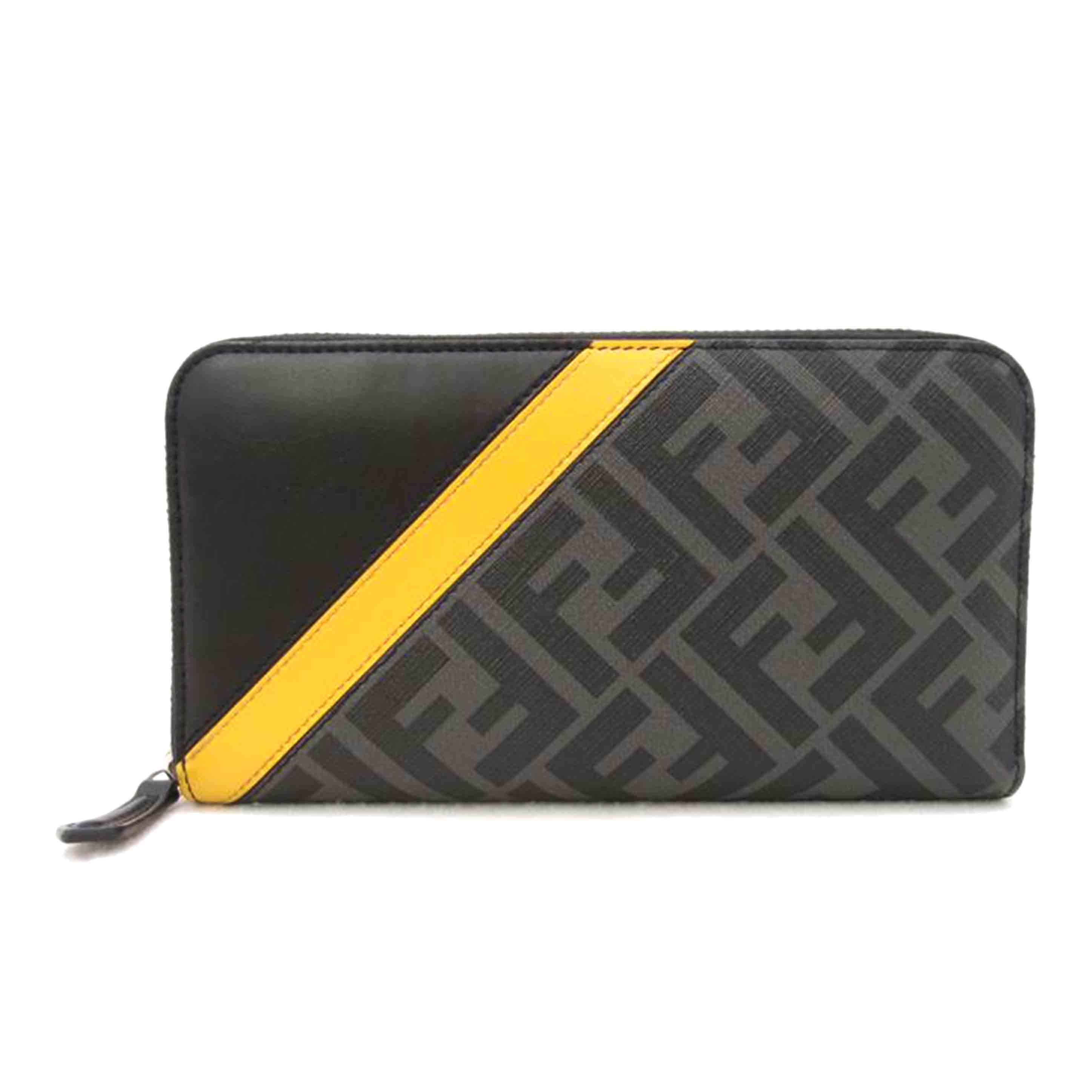 FENDI フェンディ 長財布 ラウンドファスナー長財布 黒 メンズ シルバー金具 /ズッカ柄ラウンドファスナー長財布/ブラック/7M0210//080*****/Aランク/69
