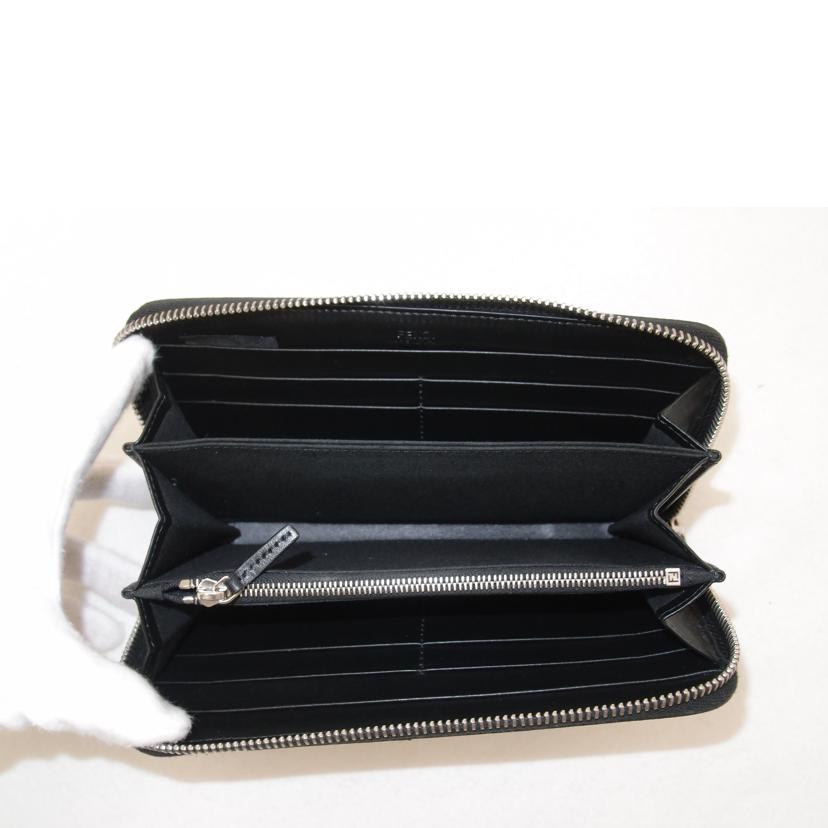 FENDI フェンディ 長財布 ラウンドファスナー長財布 黒 メンズ シルバー金具 /ズッカ柄ラウンドファスナー長財布/ブラック/7M0210//080*****/Aランク/69