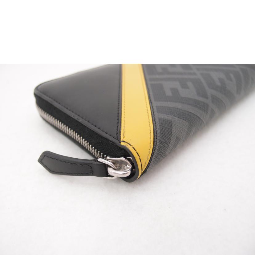 FENDI フェンディ 長財布 ラウンドファスナー長財布 黒 メンズ シルバー金具 /ズッカ柄ラウンドファスナー長財布/ブラック/7M0210//080*****/Aランク/69