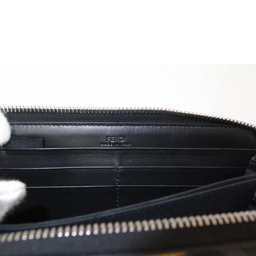 FENDI フェンディ 長財布 ラウンドファスナー長財布 黒 メンズ シルバー金具 /ズッカ柄ラウンドファスナー長財布/ブラック/7M0210//080*****/Aランク/69
