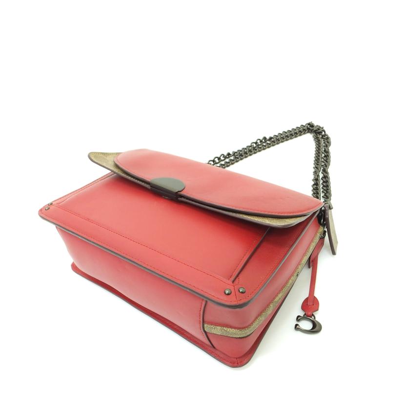 COACH コーチ/シグネチャー×レッド/チェーンハンドバッグ/76046//E1992/Bランク/88