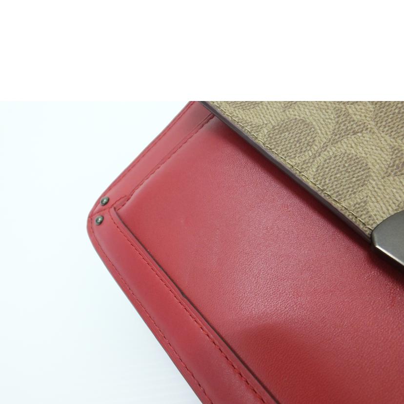 COACH コーチ/シグネチャー×レッド/チェーンハンドバッグ/76046//E1992/Bランク/88