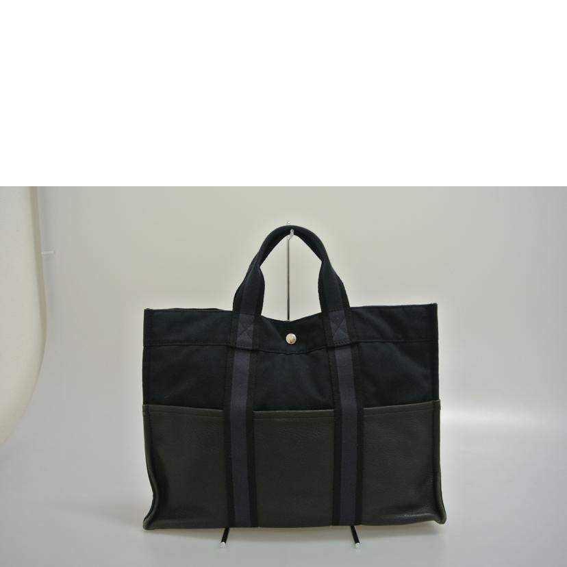HERMES エルメス/フールトュMM トートバッグ ハーフレザー紺/黒//2110-32/Bランク/87