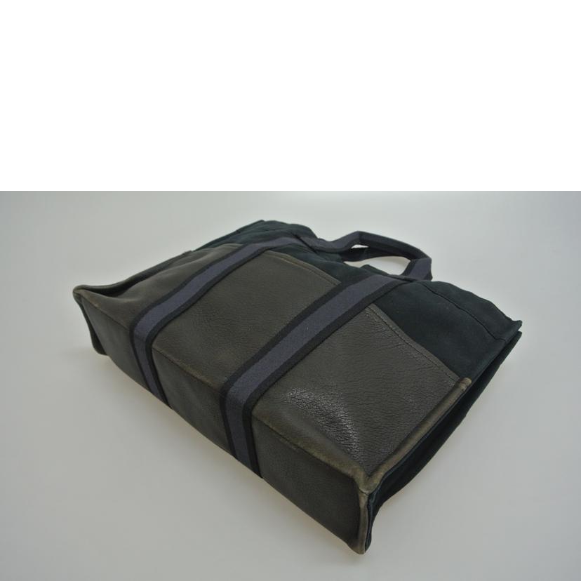 HERMES エルメス/フールトュMM トートバッグ ハーフレザー紺/黒//2110-32/Bランク/87