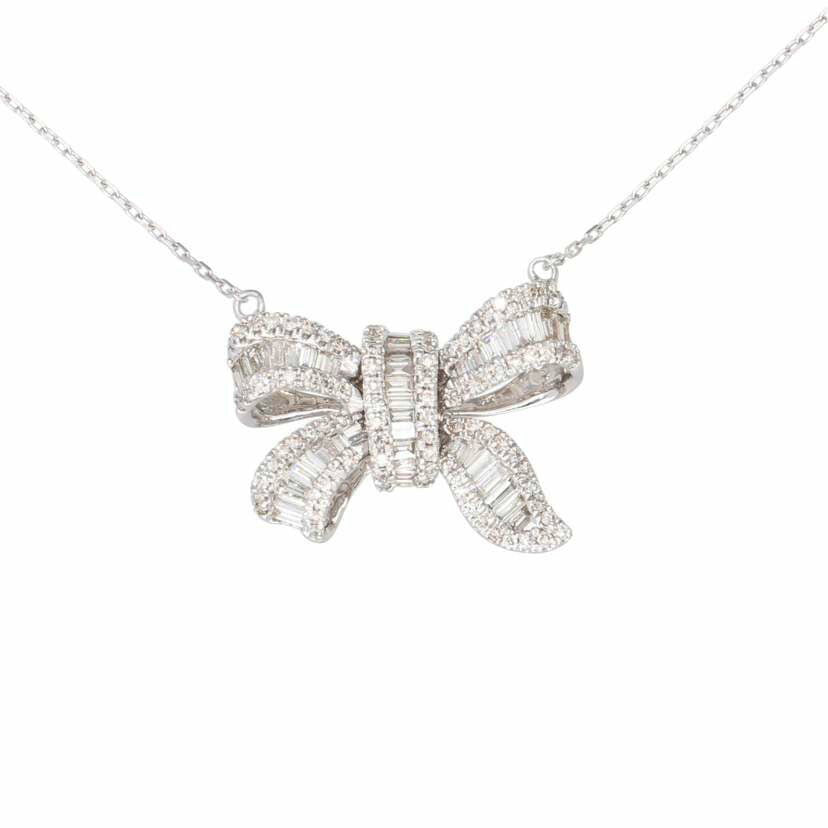 / K18WGダイヤネックレス1.00ct//Aランク/75