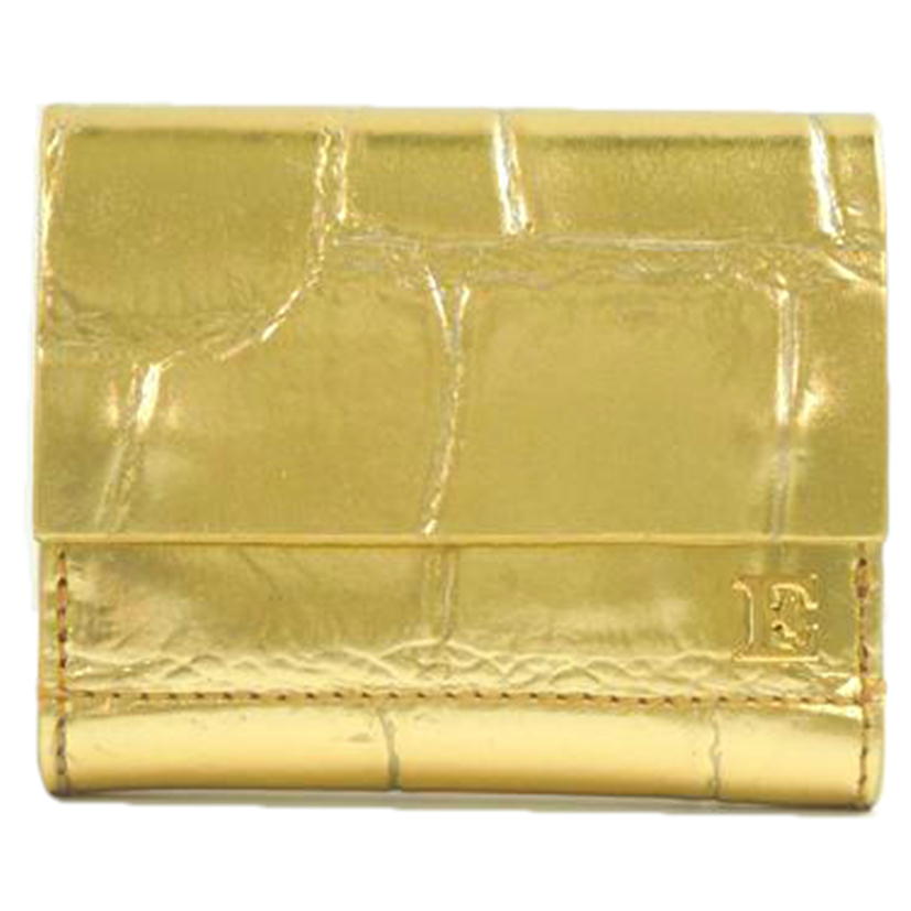 ebagos エバゴス/クロコ型押しレザー三つ折り財布 ゴールド//ABランク/83