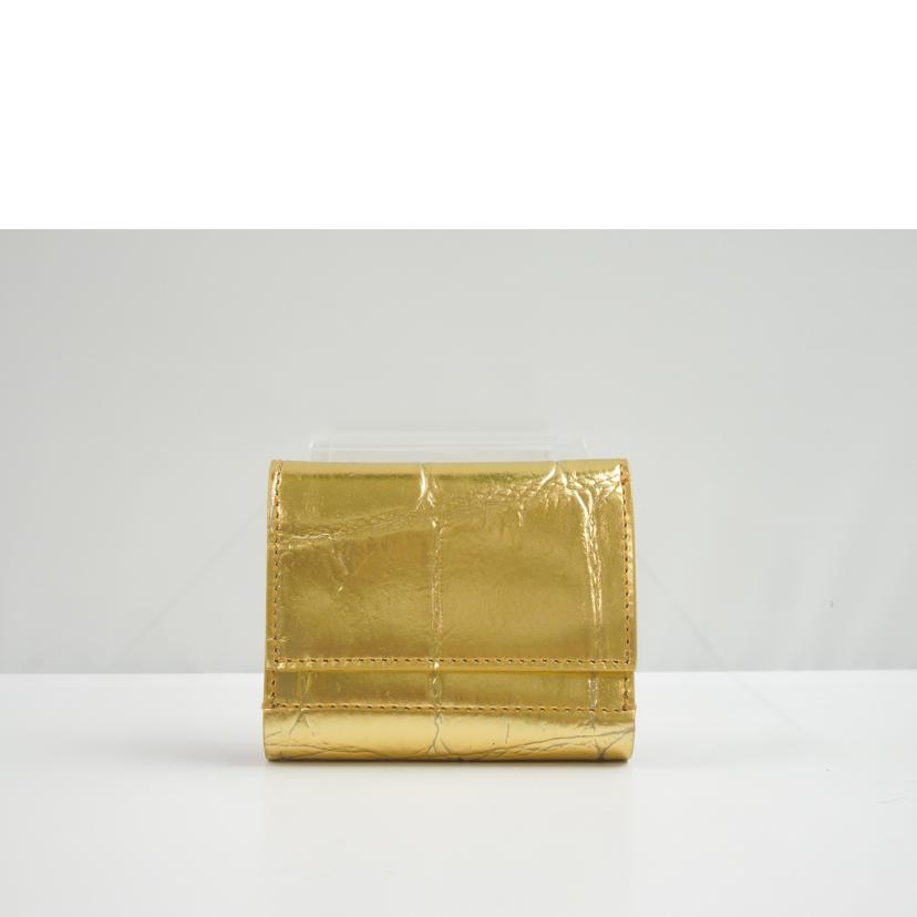 ebagos エバゴス/クロコ型押しレザー三つ折り財布 ゴールド//ABランク/83