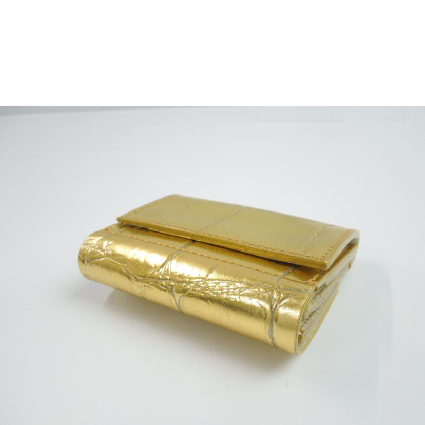 ebagos エバゴス/クロコ型押しレザー三つ折り財布 ゴールド//ABランク/83