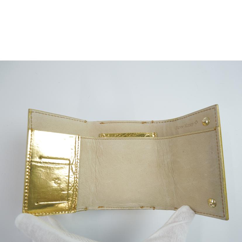 ebagos エバゴス/クロコ型押しレザー三つ折り財布 ゴールド//ABランク/83