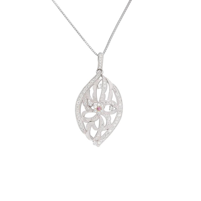 /◎ Pt900/850ピンクダイヤ/ダイヤネックレス0.016/0.437ct//Aランク/75