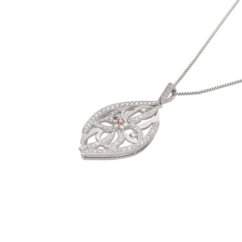 /◎ Pt900/850ピンクダイヤ/ダイヤネックレス0.016/0.437ct//Aランク/75