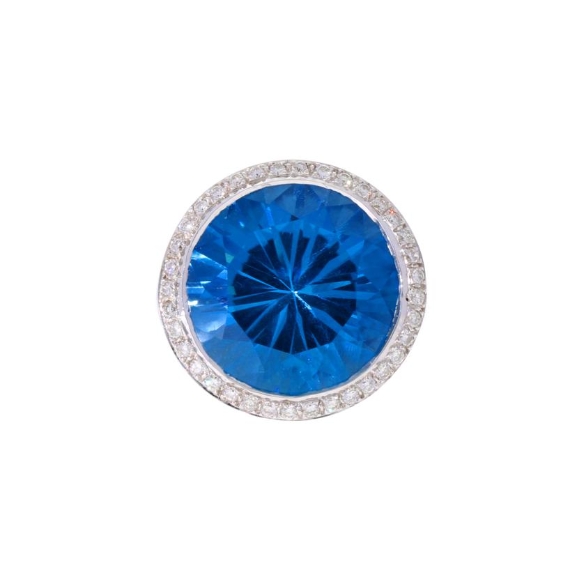 /◎ K18ブルートパーズダイヤリング16.13/D0.31ct//Aランク/75