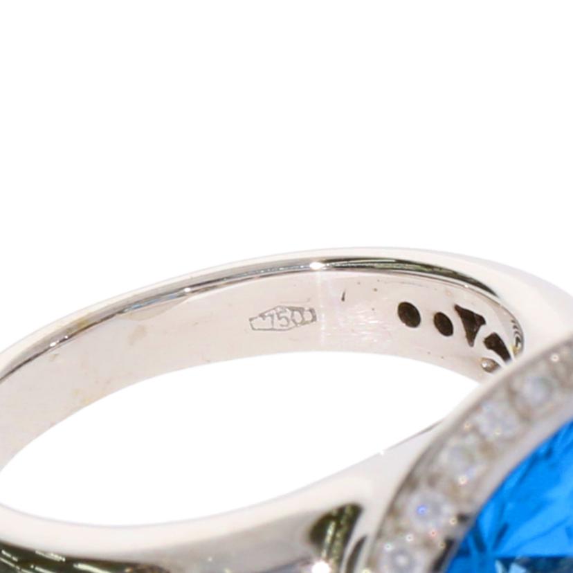 /◎ K18ブルートパーズダイヤリング16.13/D0.31ct//Aランク/75