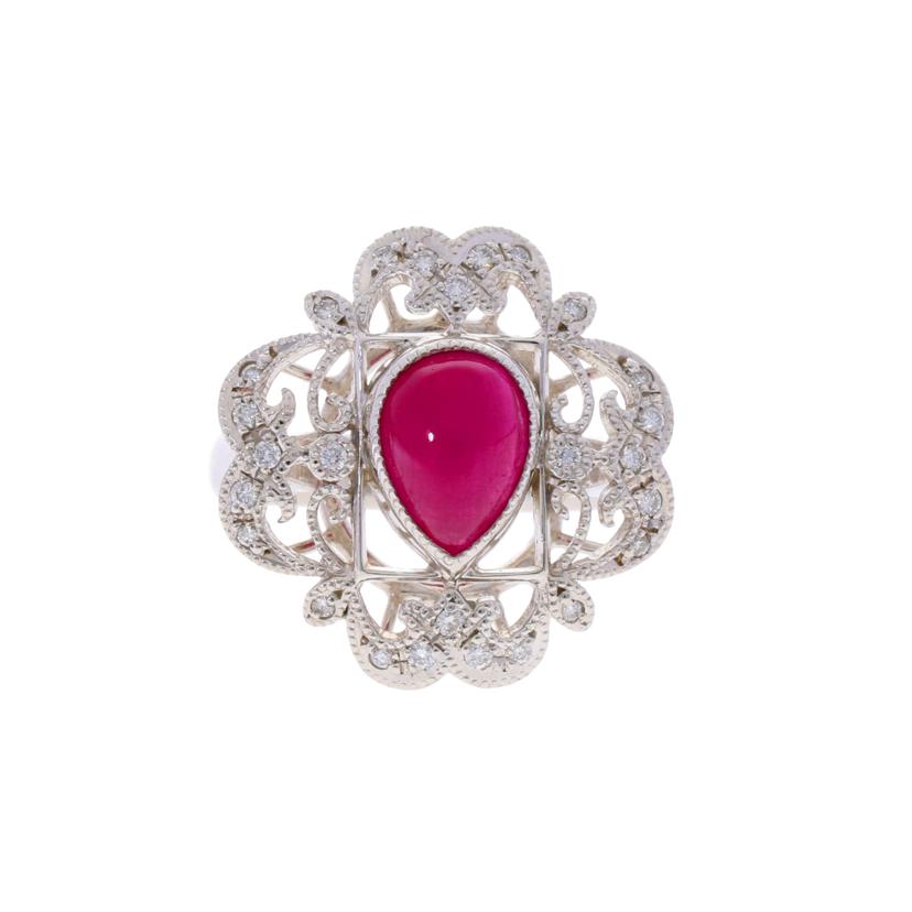 /◎ Pt900ルビー ダイヤリング4.60/D0.24ct//Aランク/75
