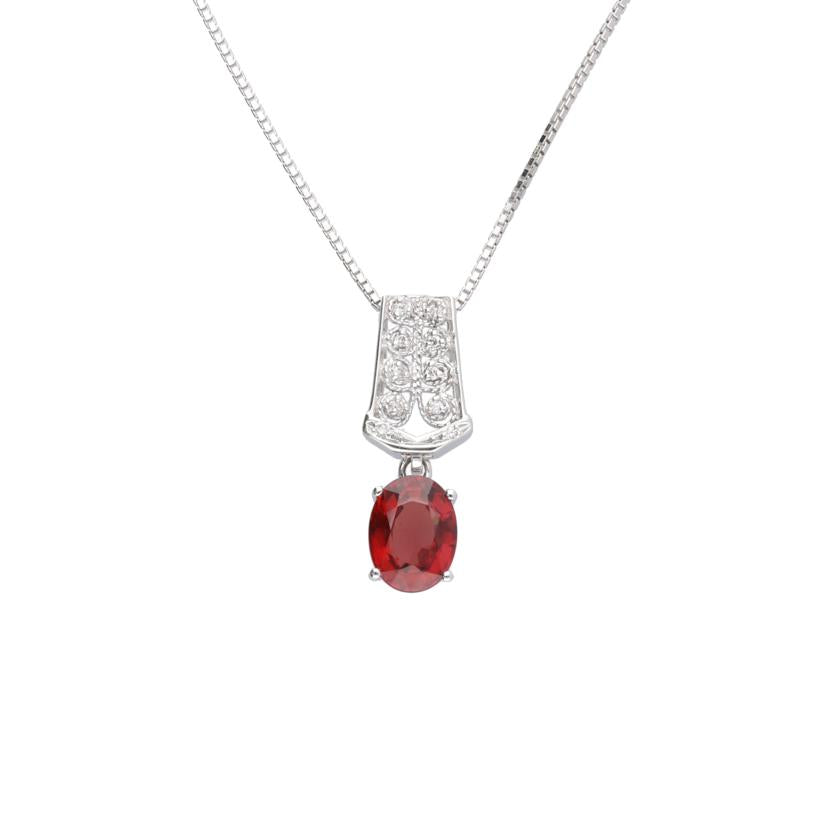 / ◎K18WGガーネットダイヤネックレス2.86/D0.07ct//Aランク/75