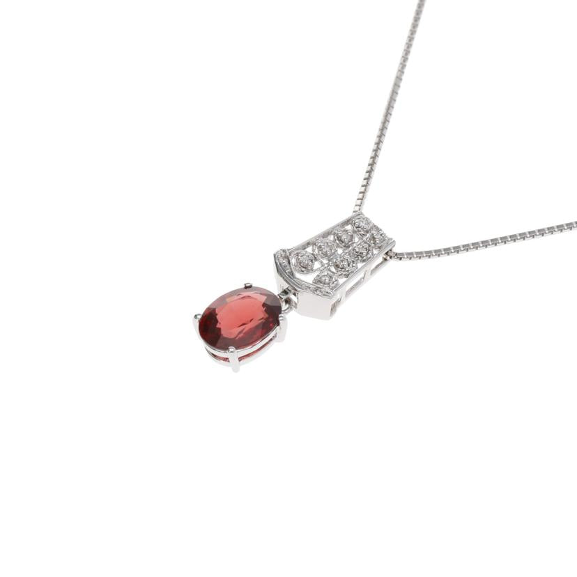 / ◎K18WGガーネットダイヤネックレス2.86/D0.07ct//Aランク/75