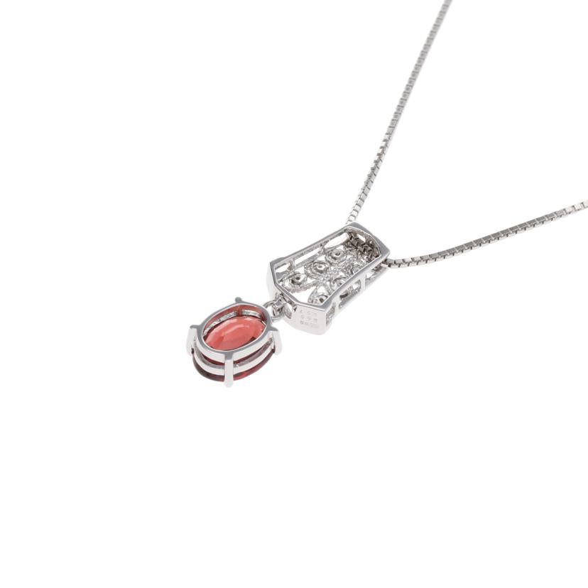 / ◎K18WGガーネットダイヤネックレス2.86/D0.07ct//Aランク/75