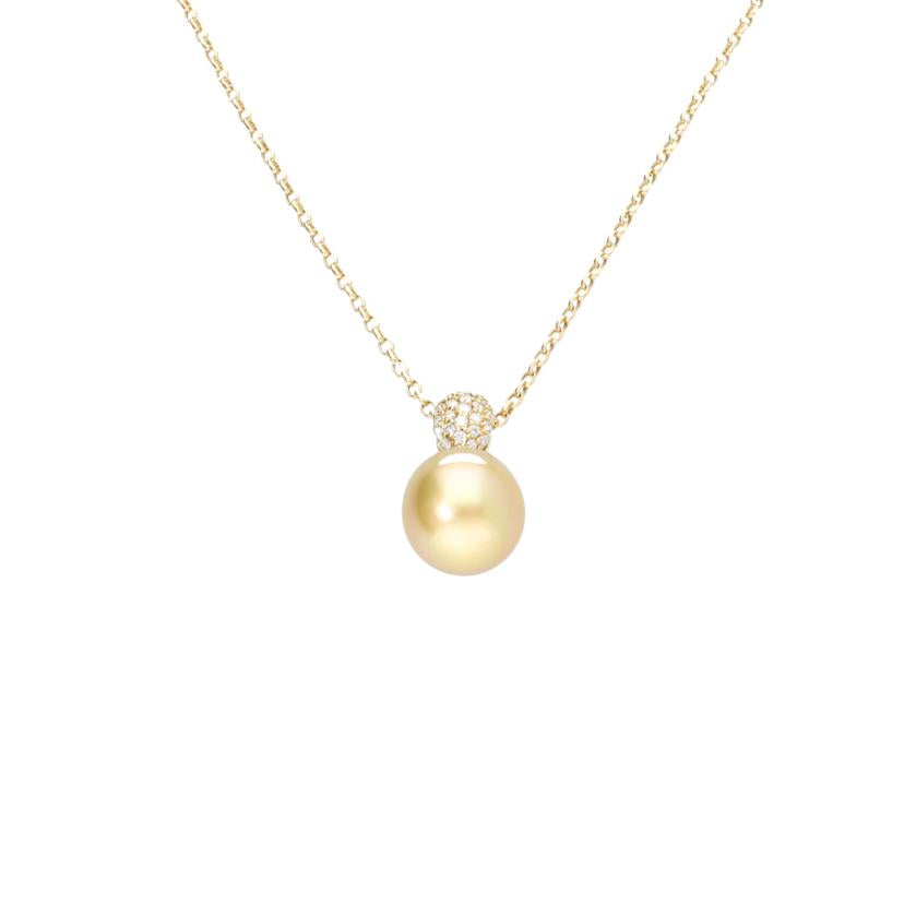 / K18ゴールデンパールダイヤネックレス0.25ct//Aランク/75