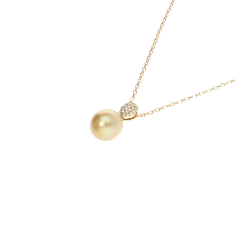 / K18ゴールデンパールダイヤネックレス0.25ct//Aランク/75