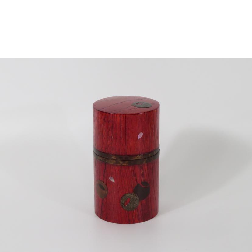 DENSHIRO 伝四郎/樺細工 つぼつぼ茶筒帯付 茜//Aランク/81