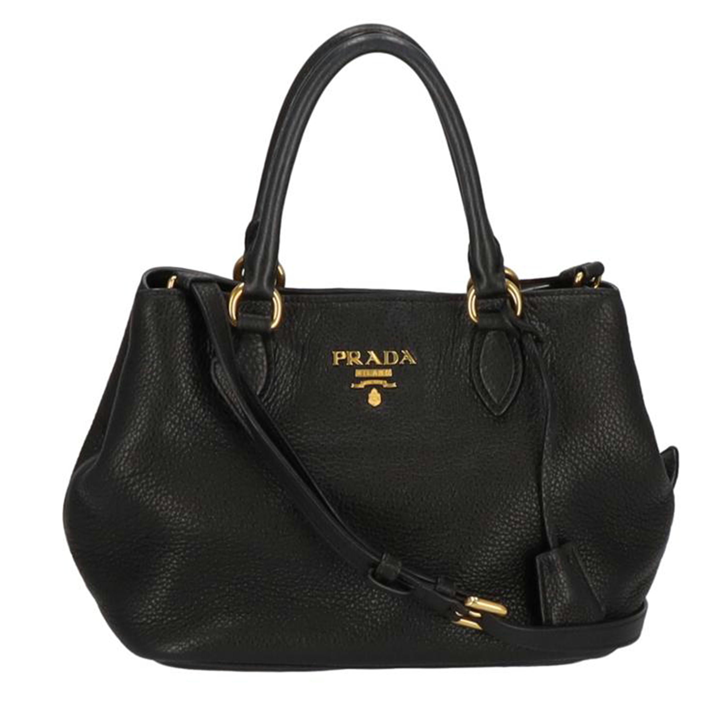 PRADA プラダ/VITELLOPHENIX 2WAYレザーバック BLK/GLD/1BA172//ABランク/75