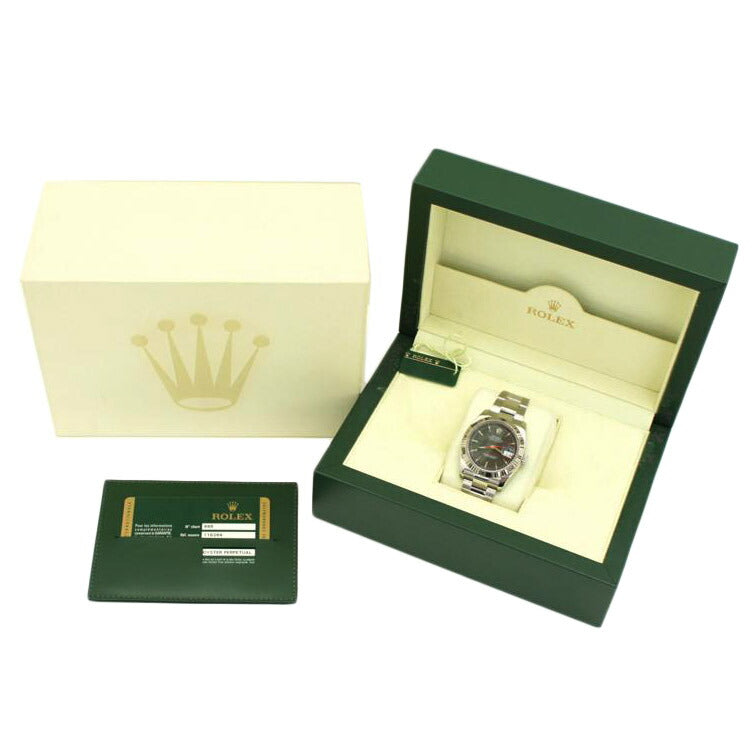 ROLEX ロレックス 腕時計 ギャラ日付2011年 ホワイトゴールド ステンレス 自動巻き 黒文字盤 メンズ/デイトジャスト・ターノグラフ・ブラック/ランダム番/9261180633209//W20*****/SAランク/75