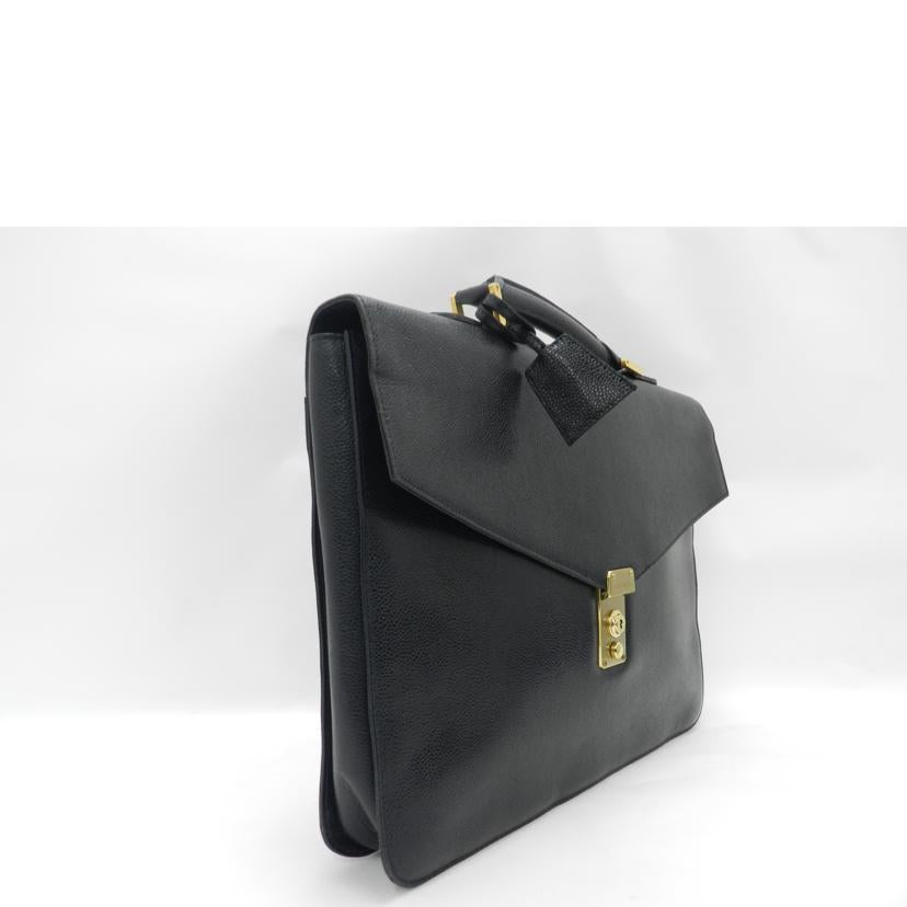 CHANEL シャネル 黒 ビジネスバッグ 4番台 A4対応 メンズ/キャビアスキンブリーフケース/ブラック//4119409/Bランク/69