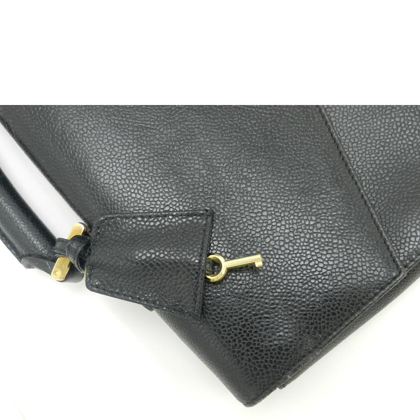 CHANEL シャネル 黒 ビジネスバッグ 4番台 A4対応 メンズ/キャビアスキンブリーフケース/ブラック//4119409/Bランク/69