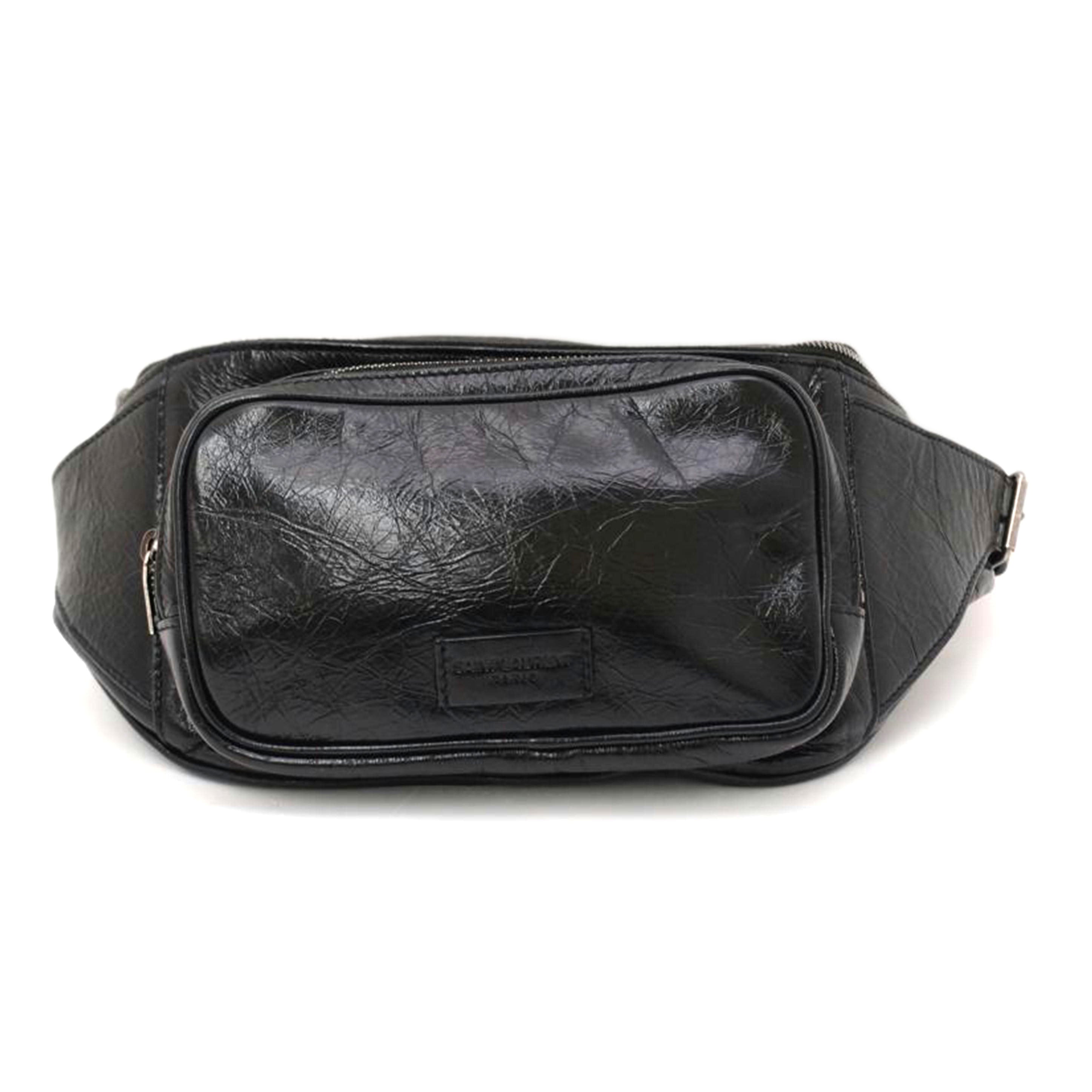 SAINT LAURENT サンローラン ウエストポーチ 黒 メンズ レディース/レザーボディバッグ/ブラック/586206//0619/SAランク/69
