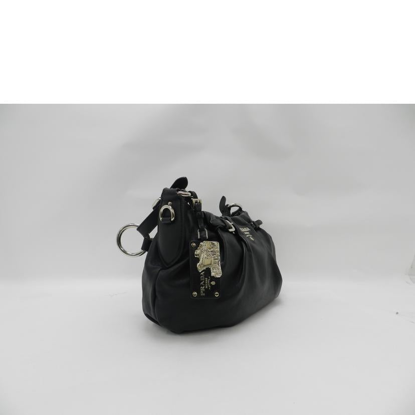 PRADA プラダ 肩掛け シルバー金具 レディース/ソフトカーフワンショルダー/ブラック/BR3795//25/ABランク/69