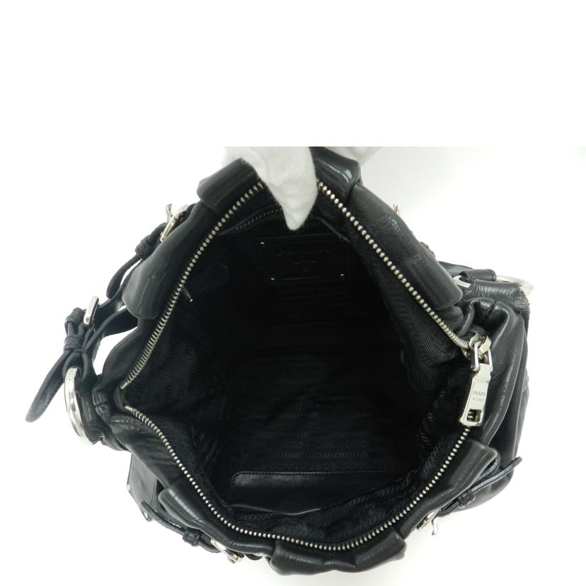 PRADA プラダ 肩掛け シルバー金具 レディース/ソフトカーフワンショルダー/ブラック/BR3795//25/ABランク/69