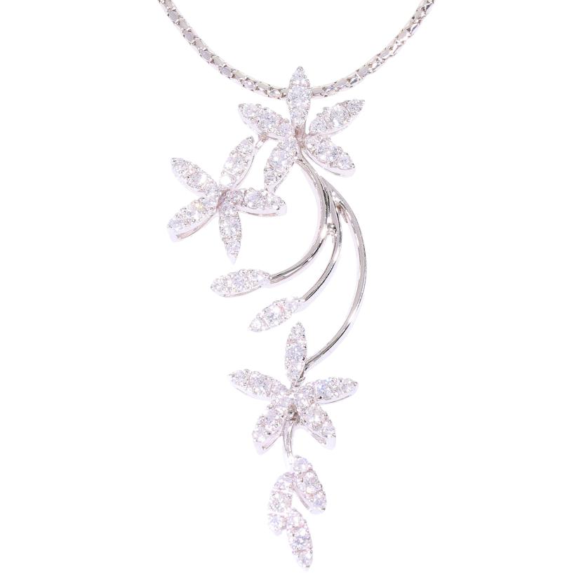 /◎ K18WGダイヤネックレス1.00ct//ABランク/75