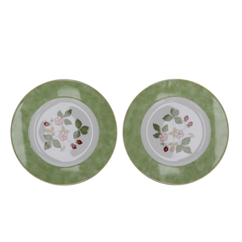 WEDGWOOD ウエッジウッド/ペアプレート【フルリム・グリーン】/Wild Strawberry フルリム//ABランク/93