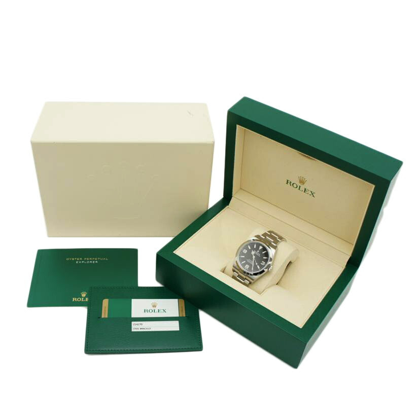 ROLEX ロレックス 腕時計 ランダムシリアル 前期型 ブラックダイアル ステンレス メンズ 自動巻き/エクスプローラー1・ブラックアウト/ランダム番/214270//1E2*****/Aランク/88