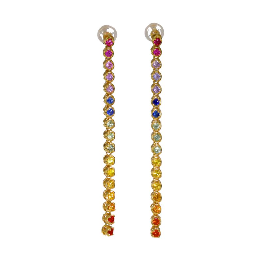 ピアス サファイヤ 色石 イエローゴールド レディース /K18マルチサファイアピアス HBK-0002//SAランク/75